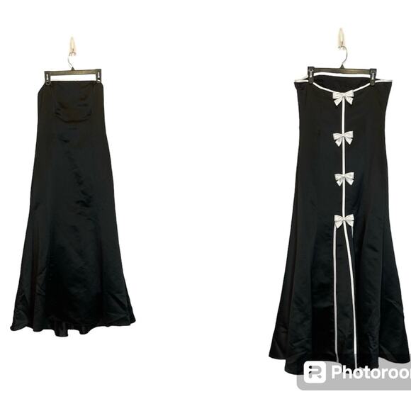 Vintage Jessica McClintock Gunne Sax Black & White Strapless Prom Dress 13/14 - Picture 1 of 8